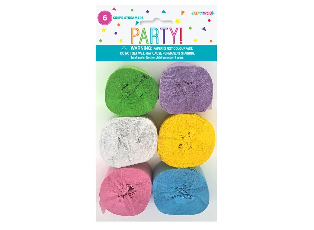 Crepe Paper Streamers 6pk - Pastel