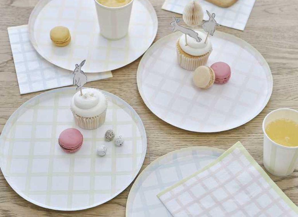 Pastel Gingham Dinner Plates 8pk