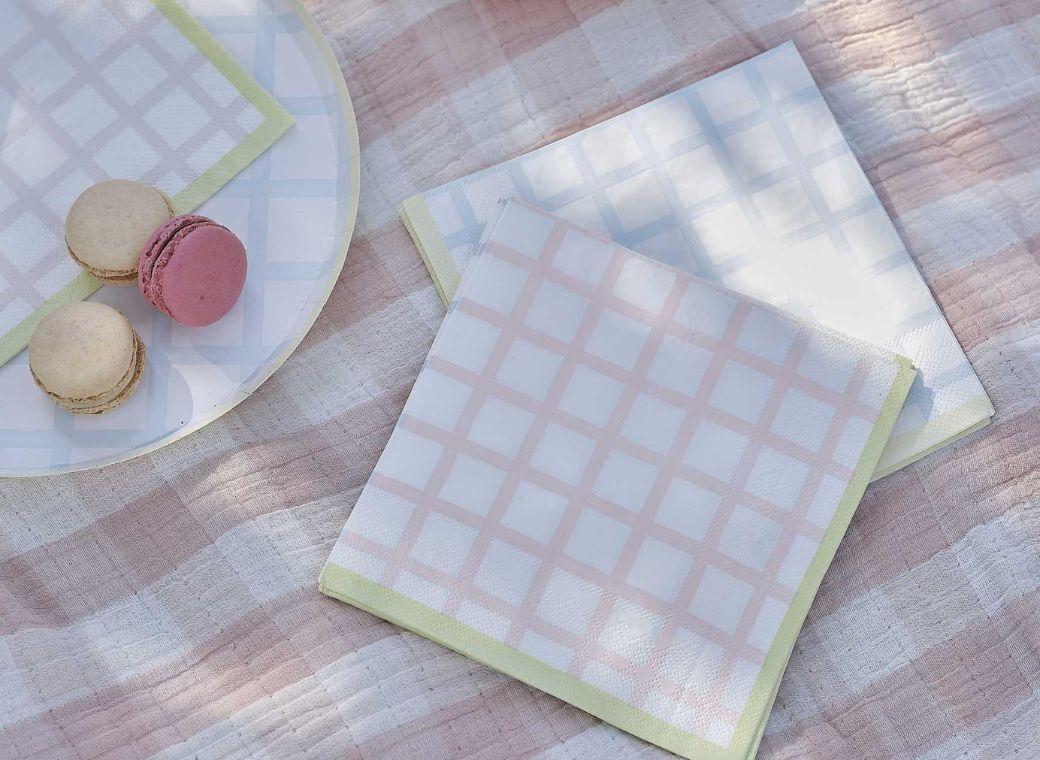 Pastel Gingham Lunch Napkins 16pk