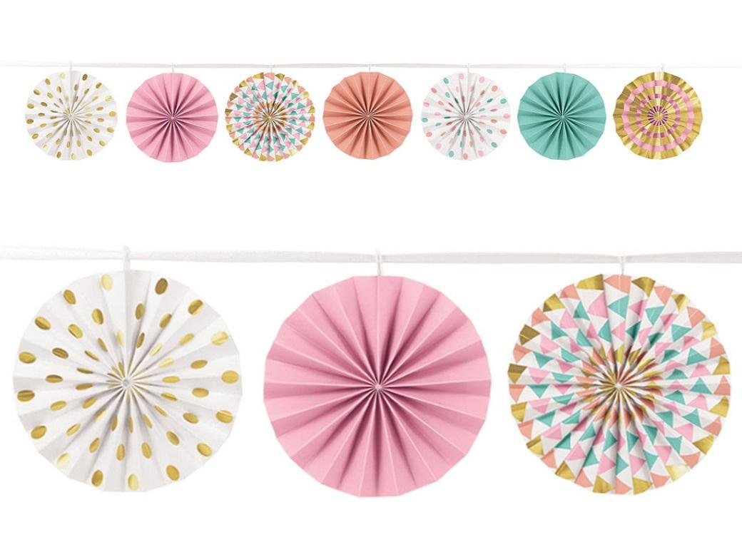 Pastel & Gold Mini Fans Garland