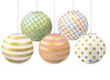 Pastel & Gold Mini Paper Lanterns 5pk