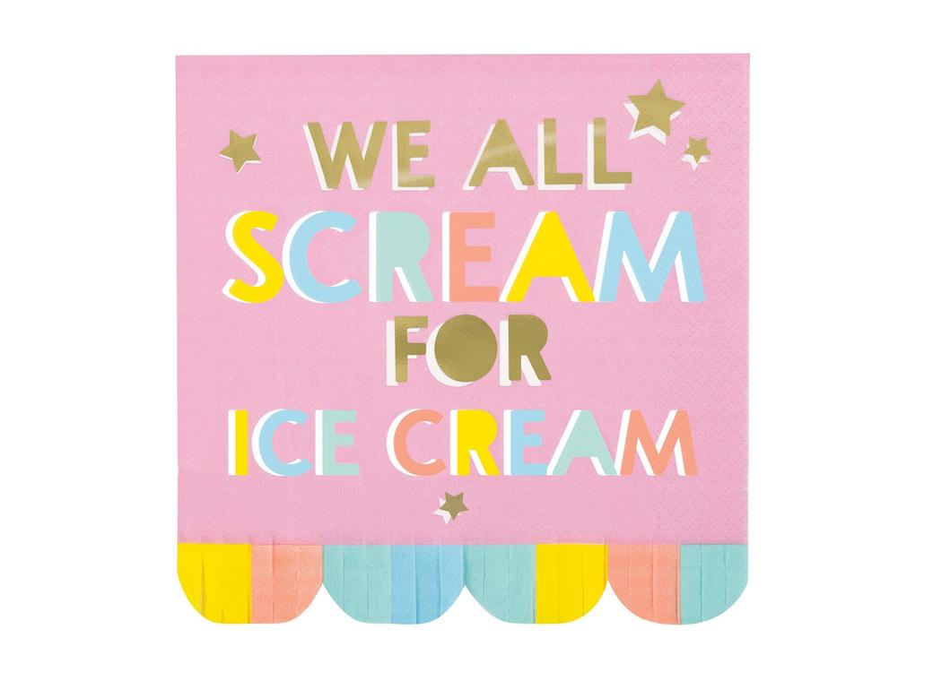 Ice Cream Party Fringed Lunch Napkins 16pk