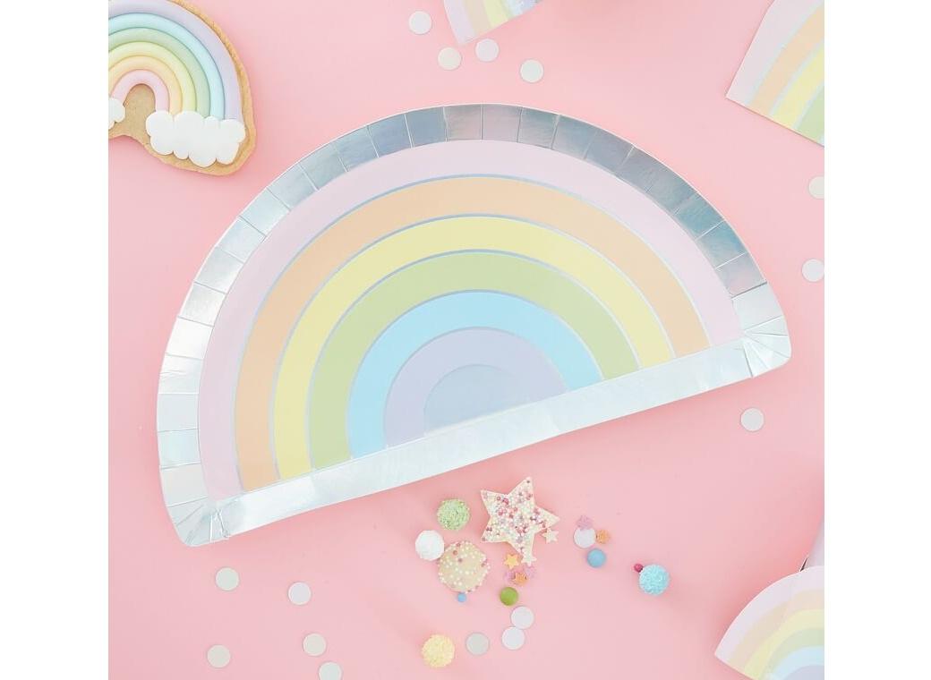 Pastel Party Rainbow Shaped Plates 8pk