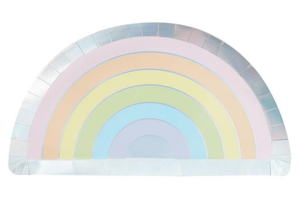 Pastel Party Rainbow Shaped Plates 8pk