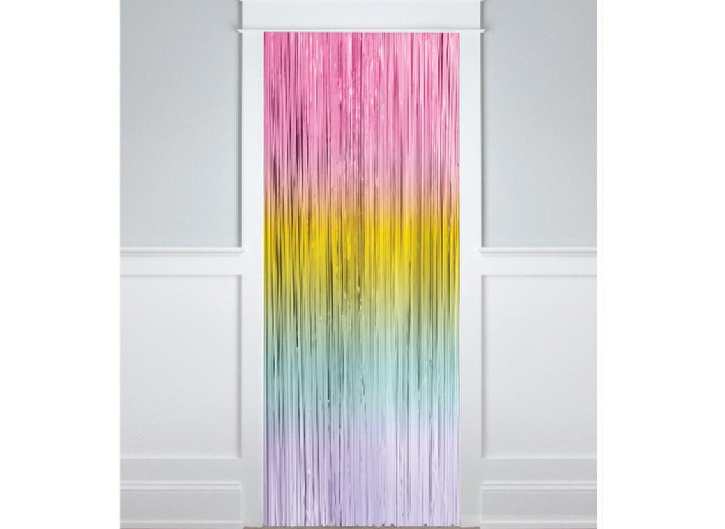 Pastel Rainbow Foil Fringed Door Curtain