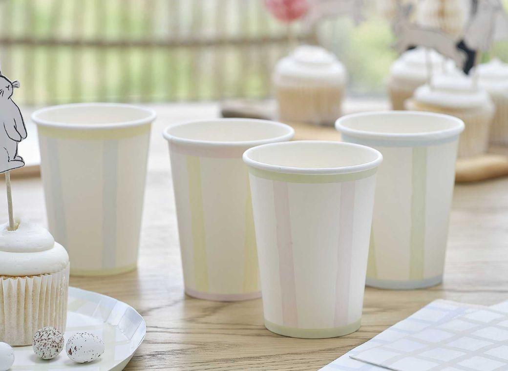 Pastel Stripe Paper Cups 8pk