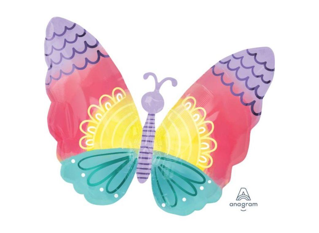 Pastel Tie-Dye Butterfly Supershape Balloon