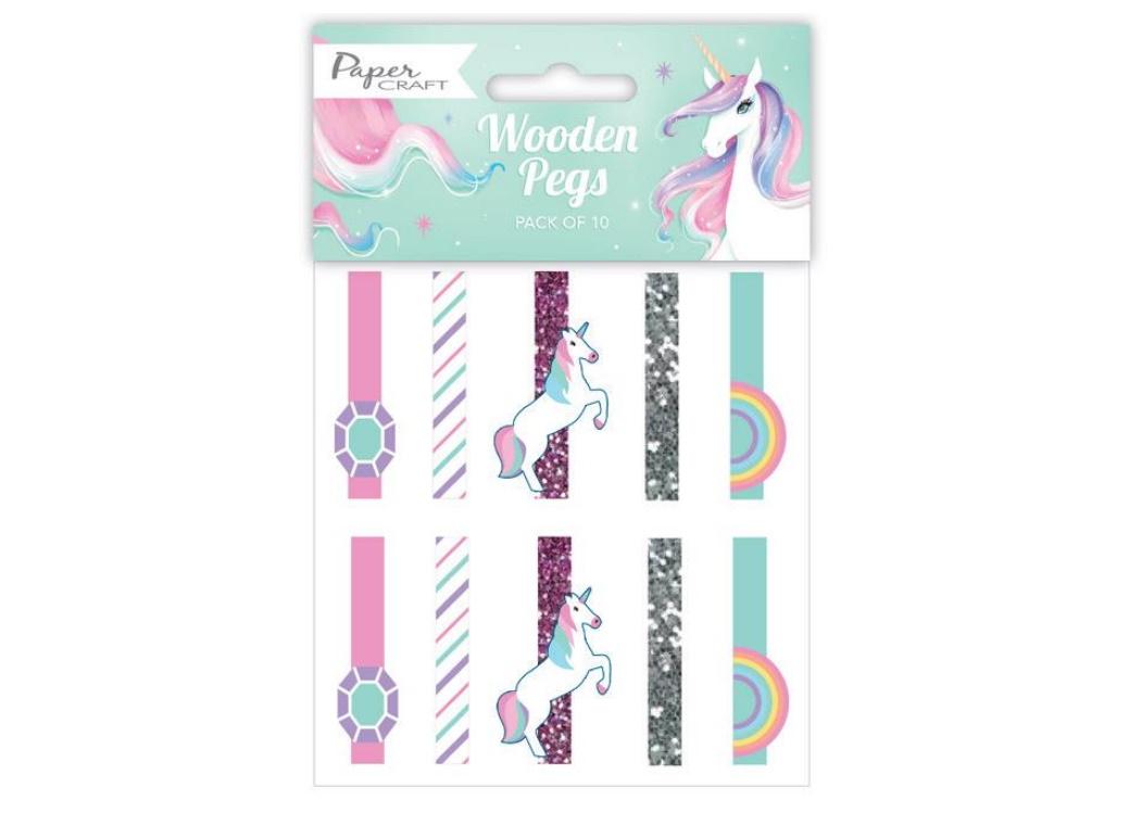 Unicorn Wooden Pegs 10pk