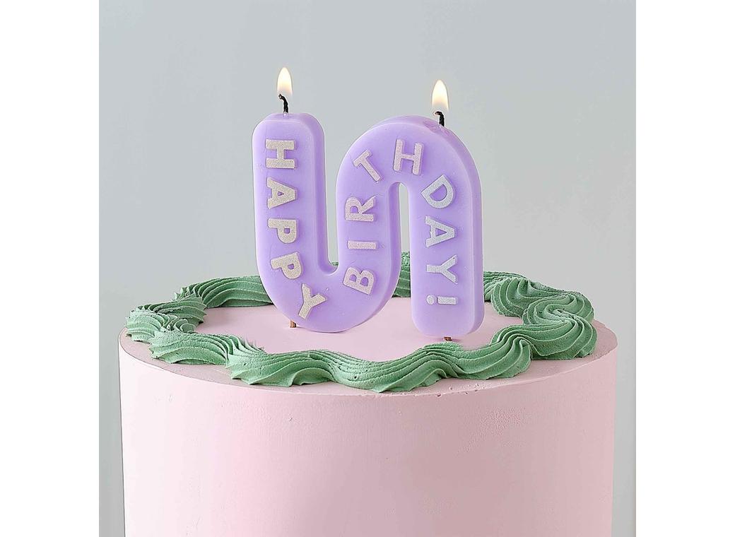 Wavy Pastel Happy Birthday Candle