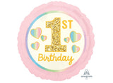 Pink 1st Birthday Foil Balloon