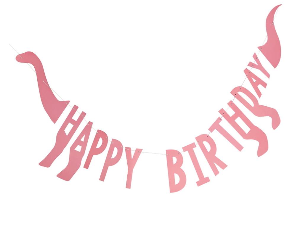 Pink Dinosaur Happy Birthday Bunting