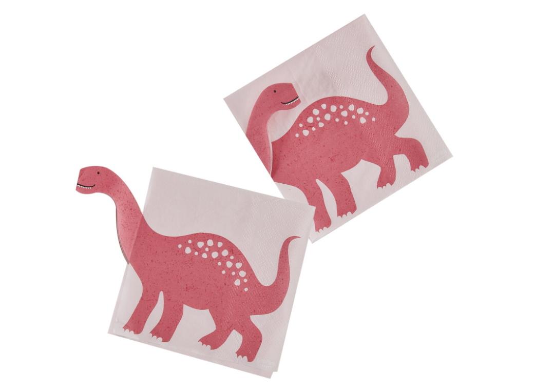 Pink Dinosaur Pop-Out Napkins 16pk