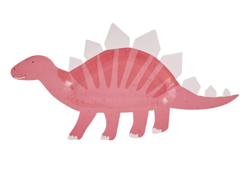 Pink Dinosaur Shaped Plates 8pk