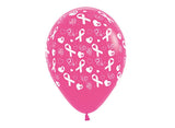 Pink Ribbon Balloons 6pk - Fuchsia