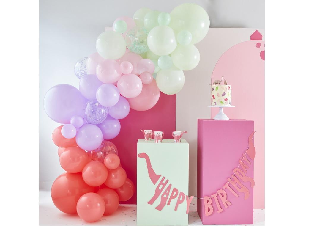 Pinks Lilac & Pastel Green Balloon Arch