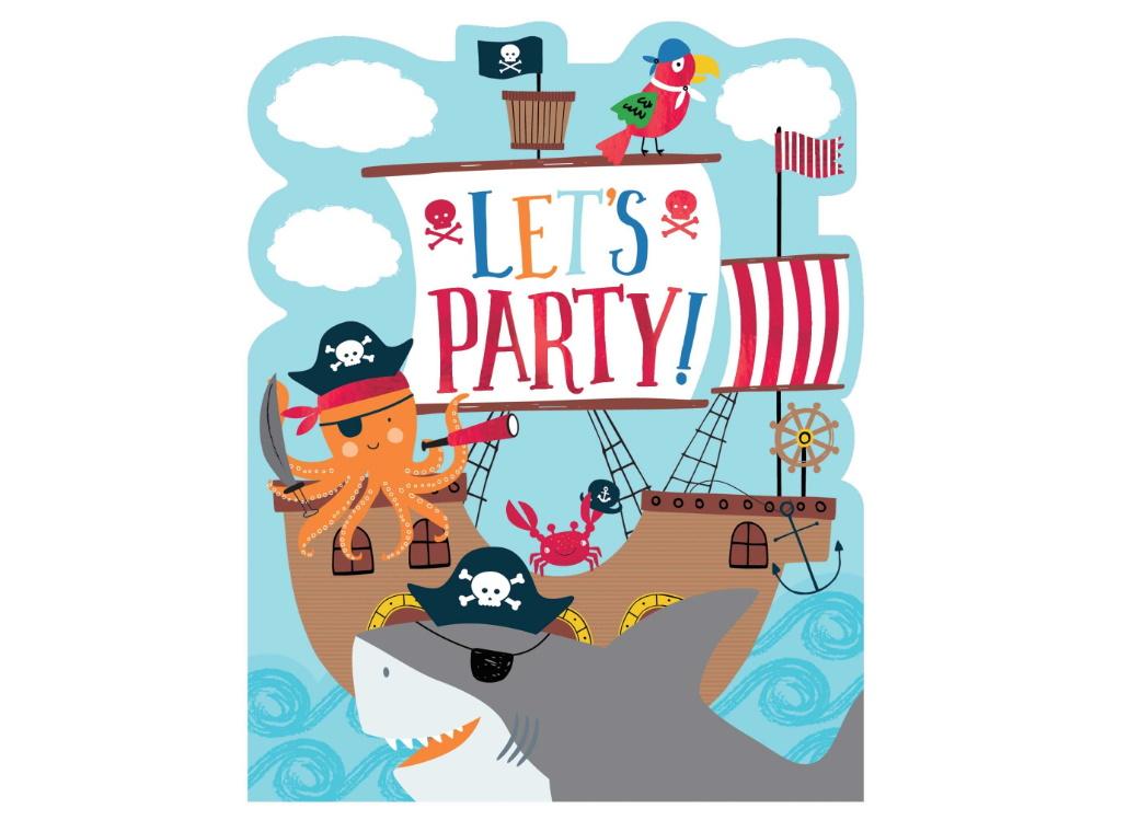 Ahoy Pirate Shark Invitations 8pk