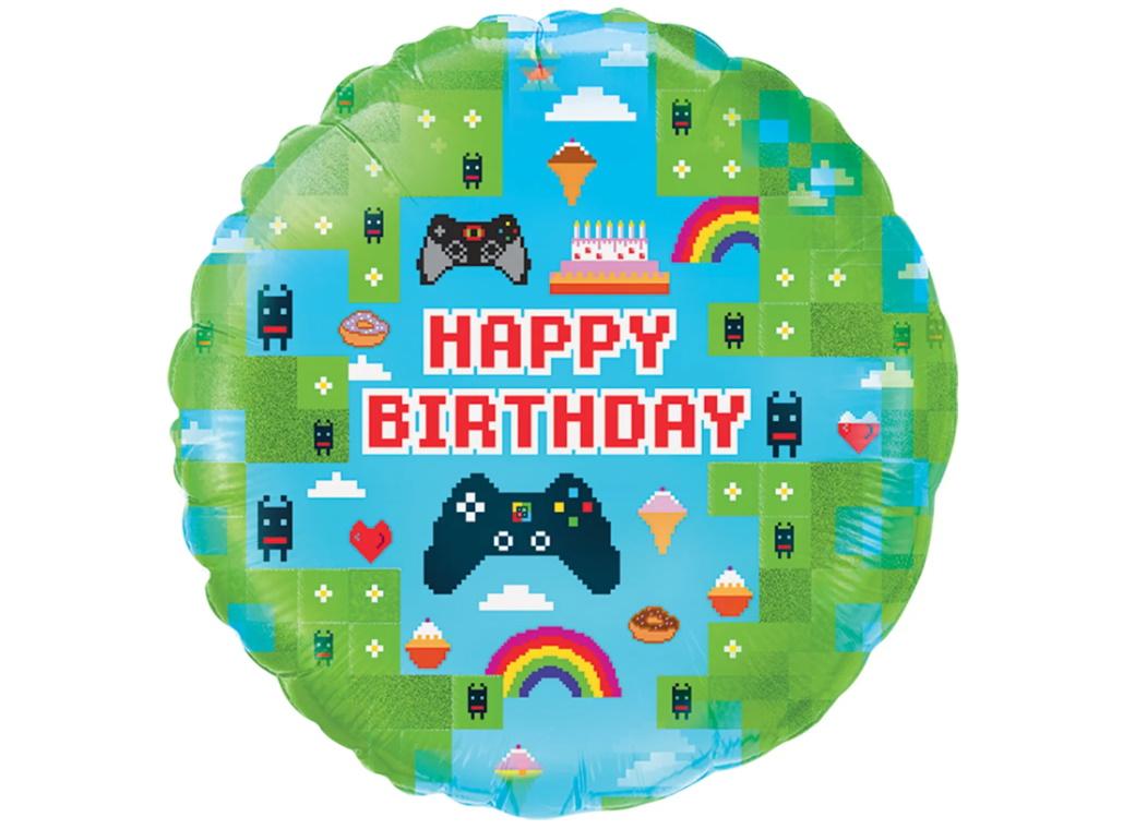 Pixel Gaming Birthday Foil Balloon