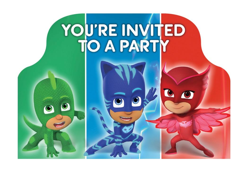 PJ Masks Invitations 8pk