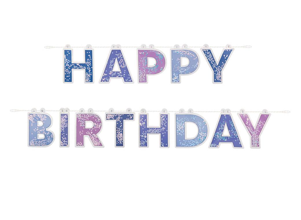 Purple Galaxy Happy Birthday Banner