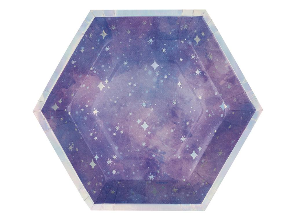 Purple Galaxy Hexagon Shaped Plates 8pk