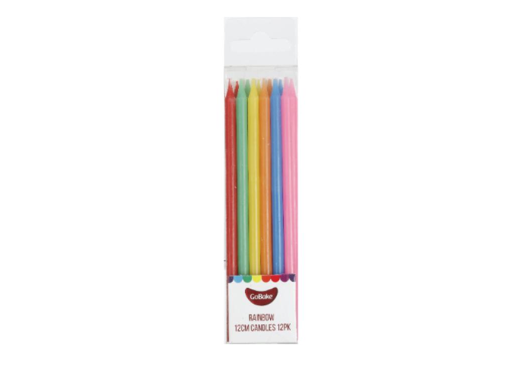 Tall Candles Rainbow 12pk