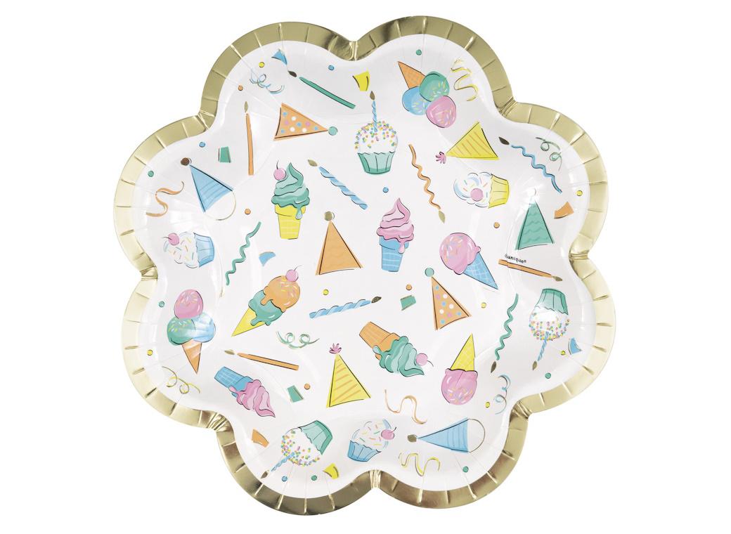 Rainbow Birthday Sweets Flower Shaped Plates 8pk