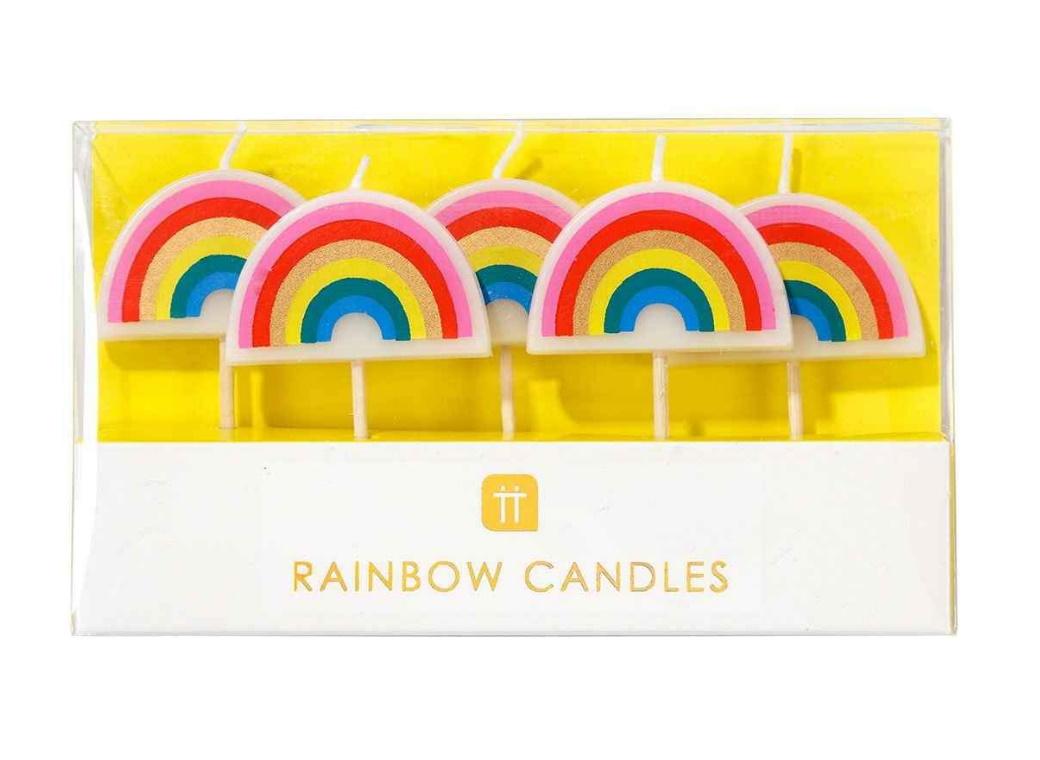 Rainbow Brights Rainbow Shaped Candles 5pk