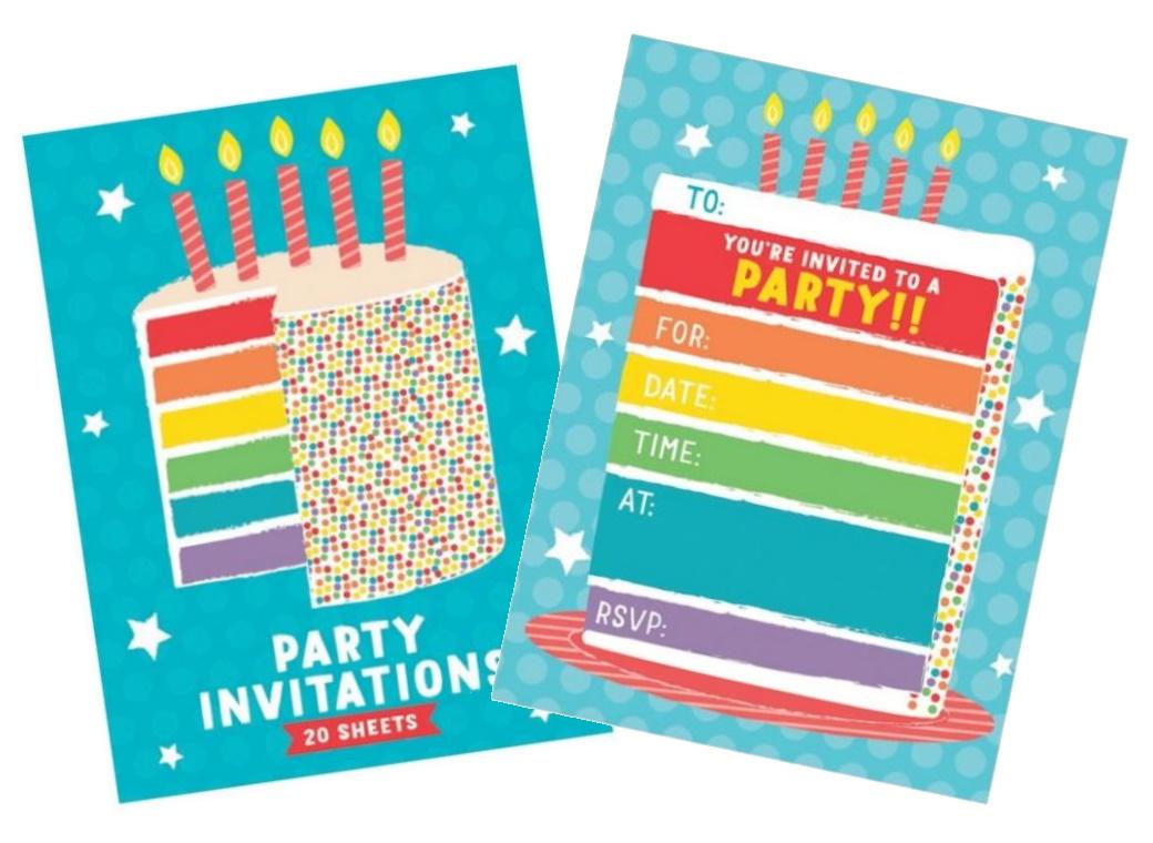 Party Invitations - Rainbow Cake