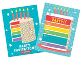 Party Invitations - Rainbow Cake