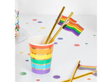 Rainbow Flag Gold Foil Straws 16pk