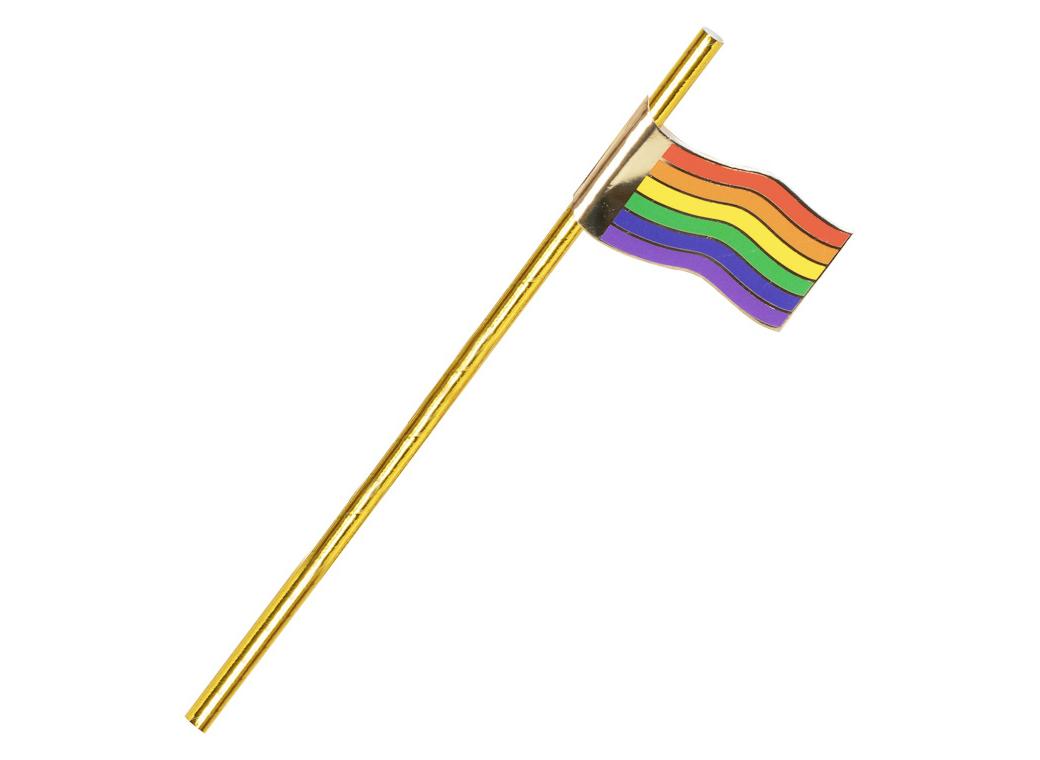 Rainbow Flag Gold Foil Straws 16pk