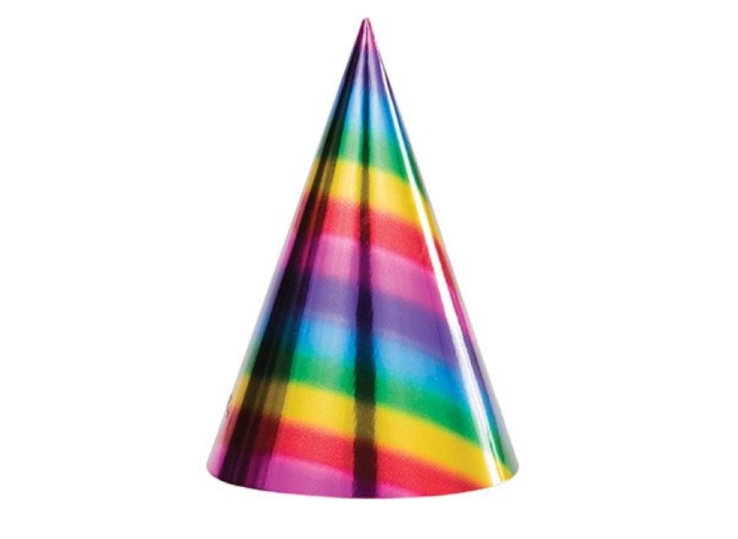 Rainbow Foil Party Hats 8pk