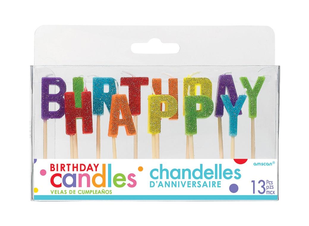 Rainbow Happy Birthday Candle Set