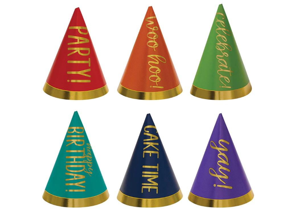 Rainbow & Gold Mini Party Hats 12pk