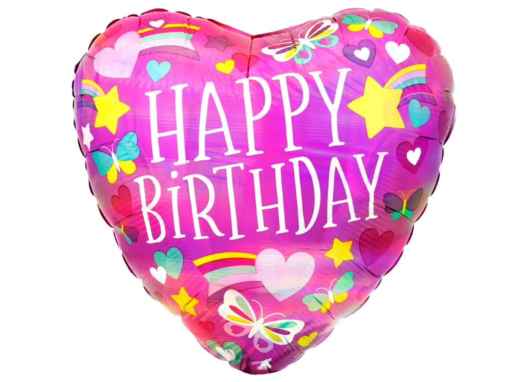 Rainbow Heart Birthday Foil Balloon