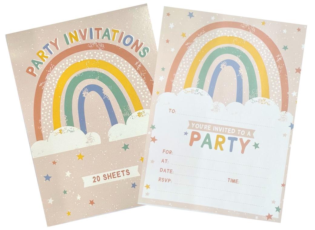 Party Invitations - Pastel Rainbow