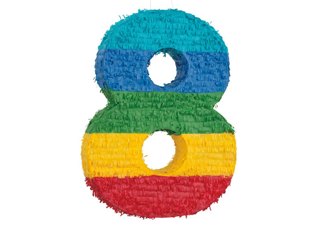 Rainbow Number 8 Pinata