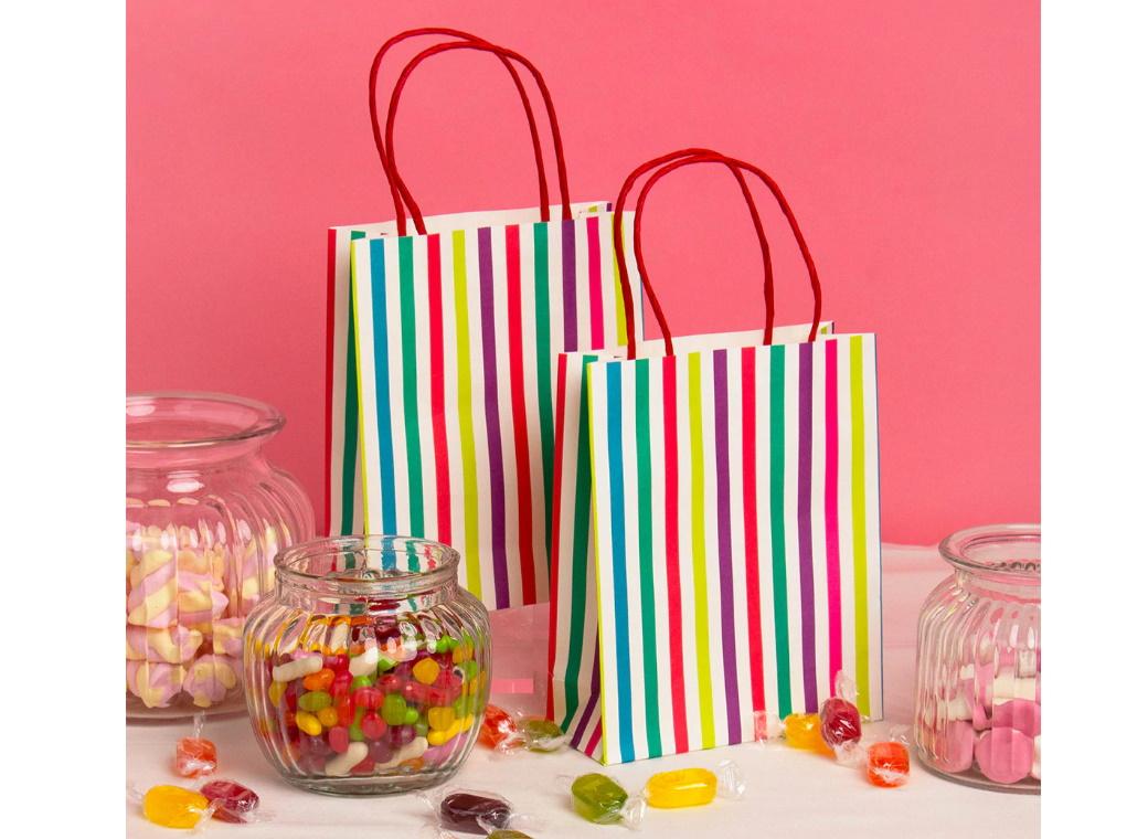 Retro Rainbow Stripe Treat Bags 8pk