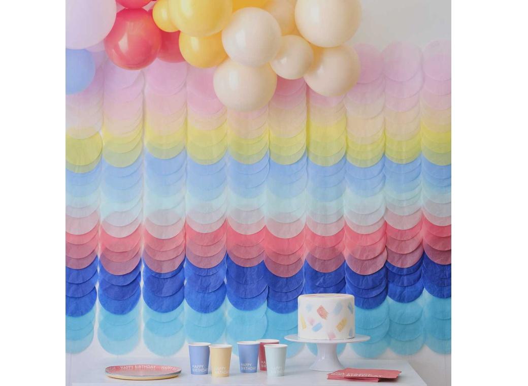 Rainbow Tissue Disc Party Backdrop