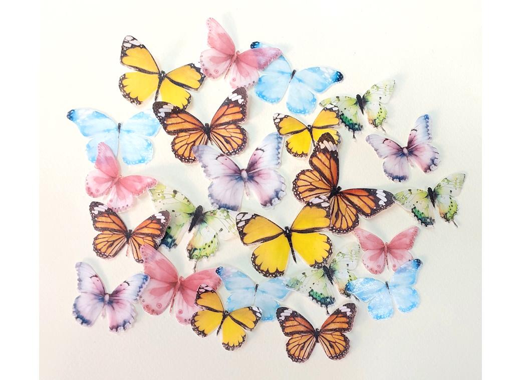 Edible Wafer Toppers - Rainbow Butterflies