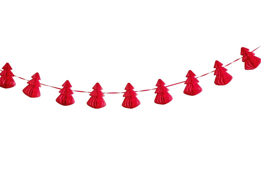 Red Christmas Tree Honeycomb Garland