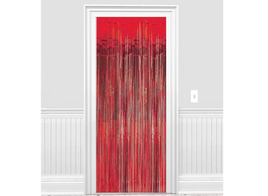 Red Foil Fringed Door Curtain