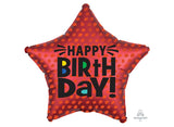 Red Happy Birthday Star Foil Balloon