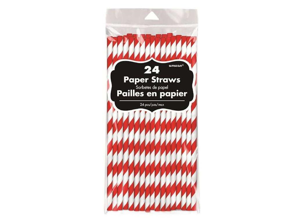 Paper Straws Red Stripe 24pk