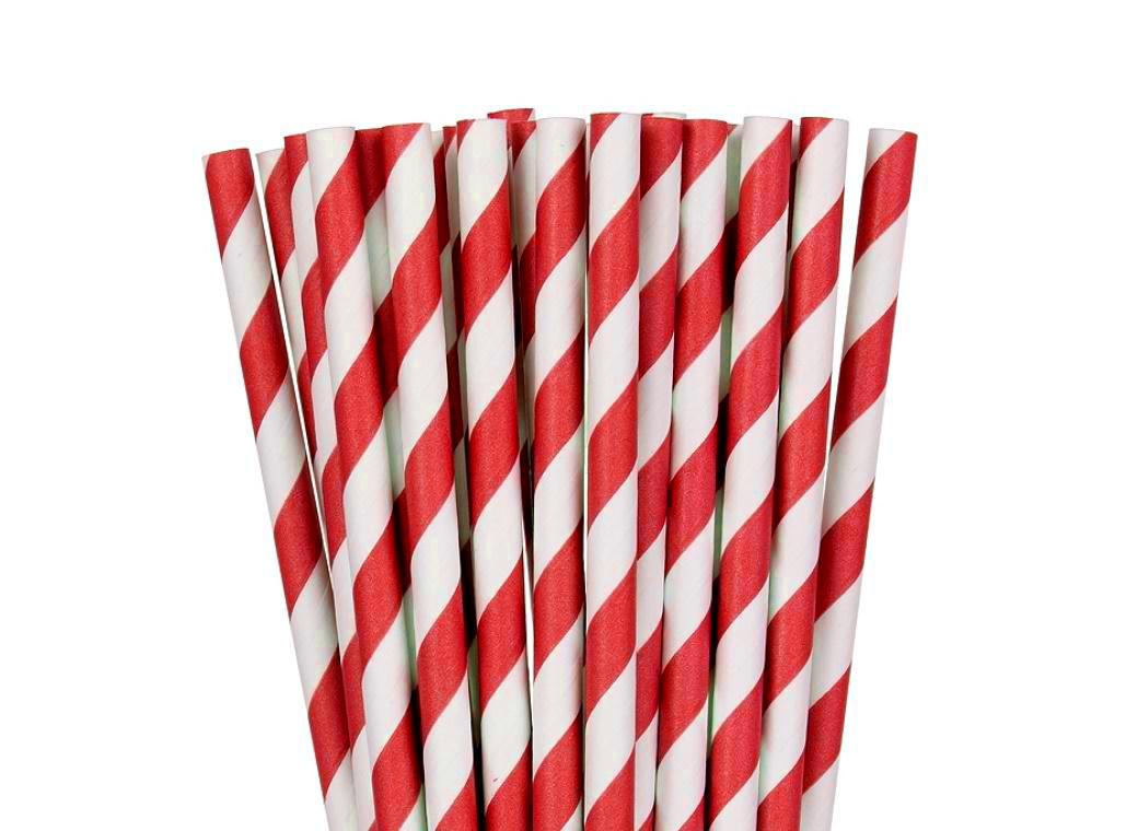 Paper Straws Red Stripe 24pk