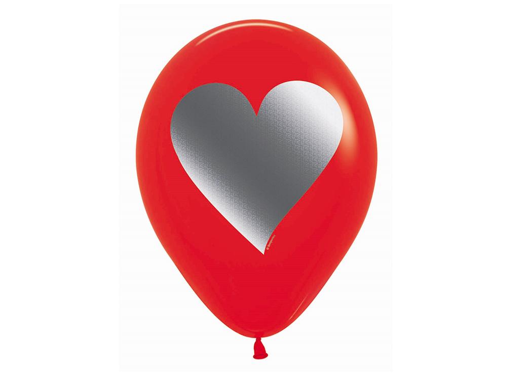 Red with Silver Heart Metalink Balloon