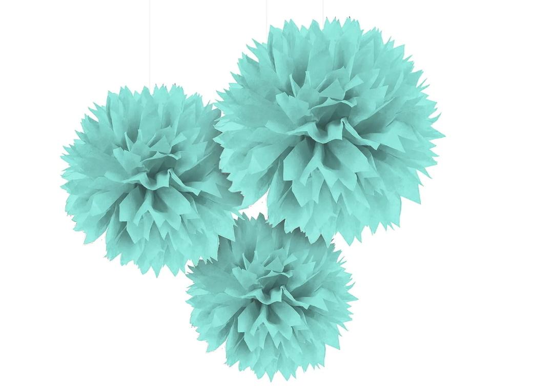 Fluffy Tissue Pom Poms 3pk - Robin's Egg Blue