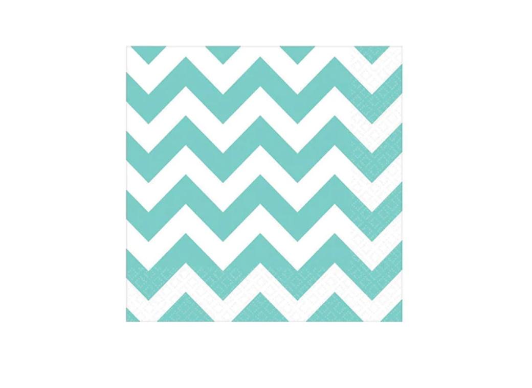 Robin's Egg Chevron Beverage Napkins 16pk