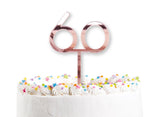 Rose Gold Mirror 60th Cake Topper