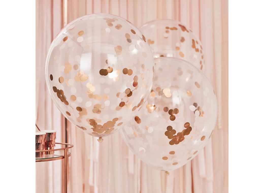 Rose Gold & Blush Confetti 60cm Balloons 3pk